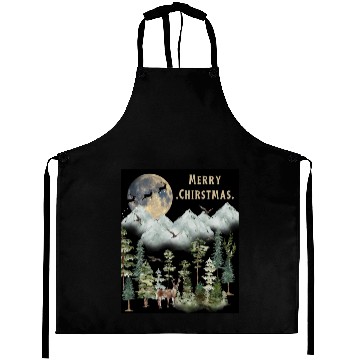 Discover Merry Christmas 2 black (2) Aprons