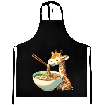 Discover Cute Giraffe Eats Ramen Noodles Giraffe Ramen Aprons