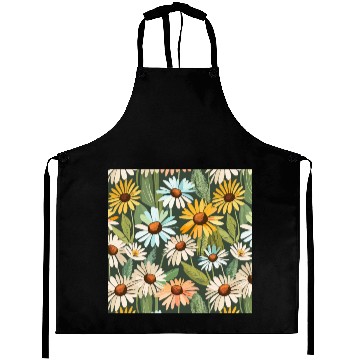 Discover Daisy flower pattern watercolor poster Aprons
