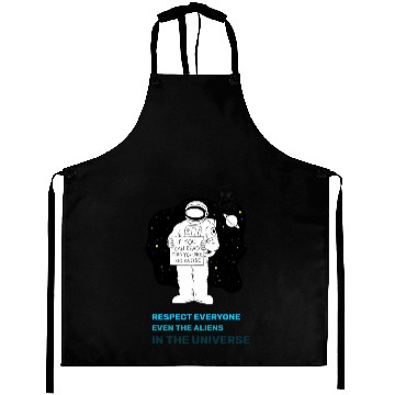 Discover Black White Astronauts and Aliens Aprons