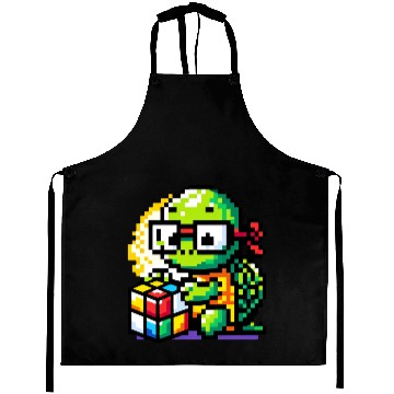 Discover Rubik's Cube & Pixel Turtle - A Brainy Challenge Aprons