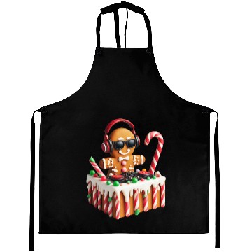 Discover Gingerbread DJ Booth Christmas Holiday Candy Cane Aprons