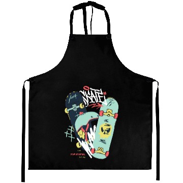 Discover Black Light Green Modern Illustrated Skateboard Aprons