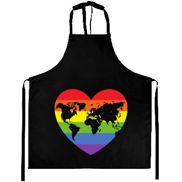 Discover Rainbow Hearts World Map Aprons