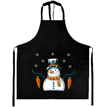 Discover New Year's snowman with snowflakes Aprons