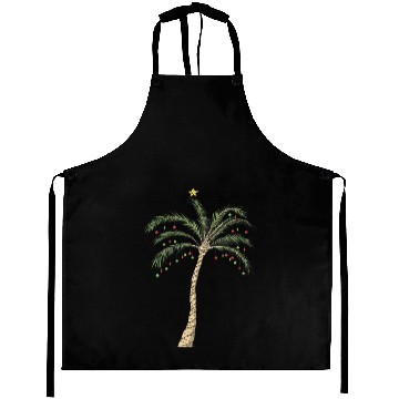 Discover Christmas Palm Tree Light Hawaiian Tropical Xmas Aprons