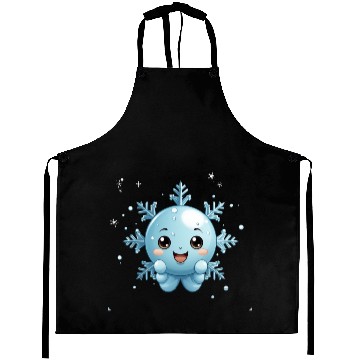 Discover A cute kawaii style snowflake with a smiling face Aprons