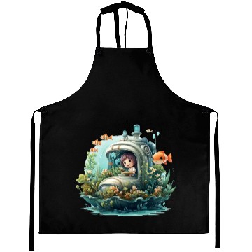 Discover A delightful kawaii book submarine exploring Aprons