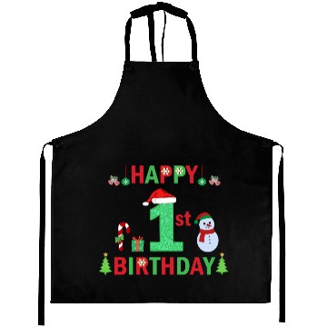 Discover First Birthday On Christmas Baby Bodysuits Aprons