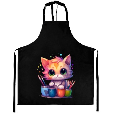 Discover cute painting cat Aprons