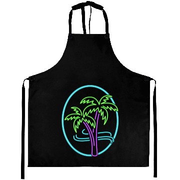 Discover Vacation Aprons, Neon Palm Trees Aprons, Gift For