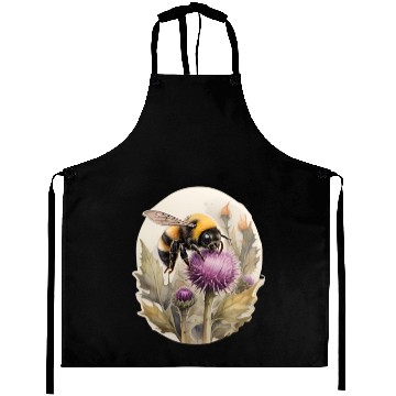Discover Bumblebee on thistle watercolor Aprons