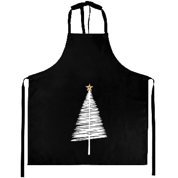 Discover White Christmas Tree Brushstroke with Golden Star Aprons