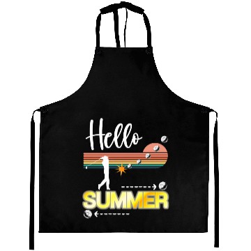 Discover Hello SUMMER Retro Summer Vacation Golf Lover Gift Aprons