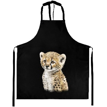 Discover Cute Baby Cheetah Watercolor Painting Portrait Aprons