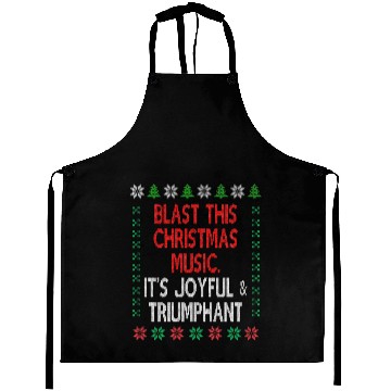 Discover Joyful and triumphant ugly Christmas sweater theme Aprons