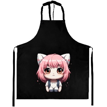Discover kawaii cat face with cat head Aprons