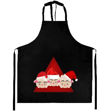 Discover Three Christmas sheeps and a Red triangle Aprons