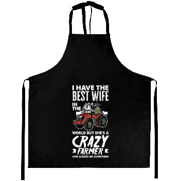Discover Crazy Farmer Wife Husband Funny Farmer Gift Aprons