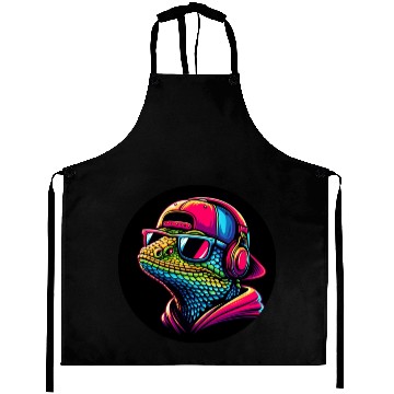 Discover Cool gecko lizard with dj headphones Aprons