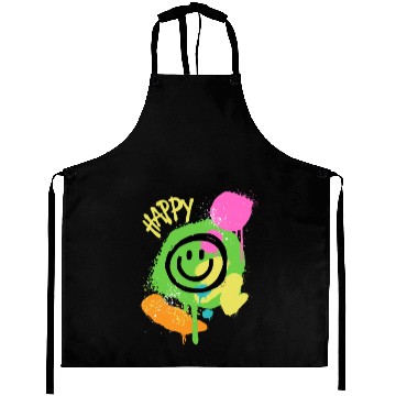 Discover Green Black Graffiti Face Aprons