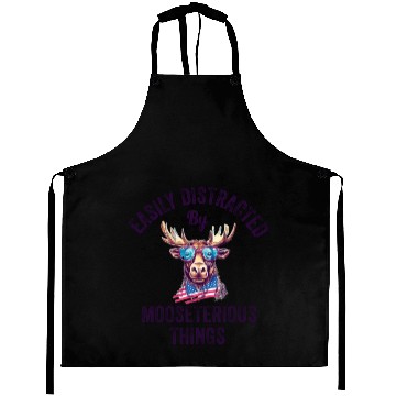 Discover Easily Distracted Funny Elk Moose Aprons