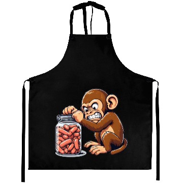 Discover Angry monkey, locked glass Aprons