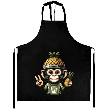 Discover Friendly monkey in pineapple helmet Aprons