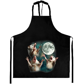 Discover Three Possum Moon 3 Opossum Funny Weird Cursed Mem Aprons