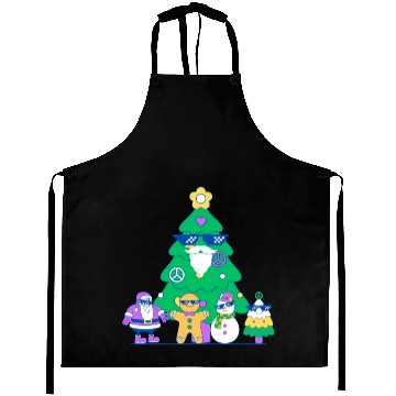 Discover Santa snowman tree funny Christmas day Aprons