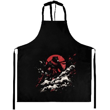 Discover Cool Ninja Bear Japan Retro Vintage Aprons
