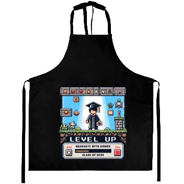 Discover Pixel Perfect Grad: Level Up - Class of 2024 Aprons