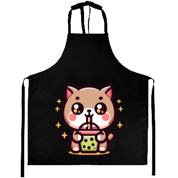 Discover Cat Bubble Tea Boba Kawaii Aprons