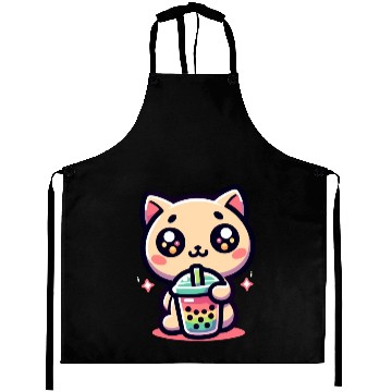 Discover Cat Bubble Tea Boba Kawaii Aprons