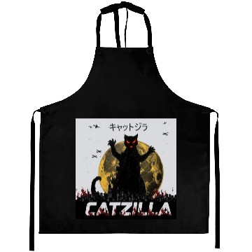Discover Catzilla funny cat Aprons design