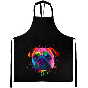 Discover Colorful Pug Head Aprons