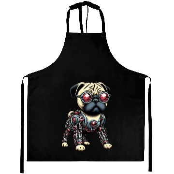 Discover Dog Pug Robot Cyborg Mechanical Aprons