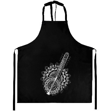 Discover Sitar with complex Indian mandala pattern Aprons