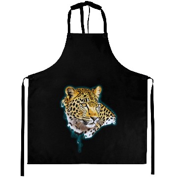 Discover Leopard Portrait in Painting Aprons