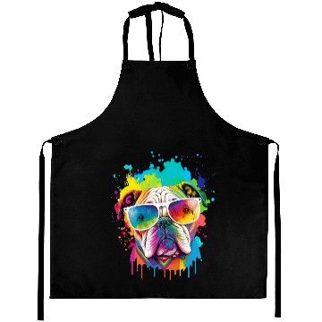 Discover Colorful Bulldog Head Aprons