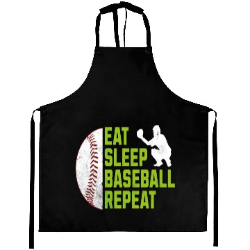 Discover Eat Sleep Baseball Repeat Baseball Player Aprons