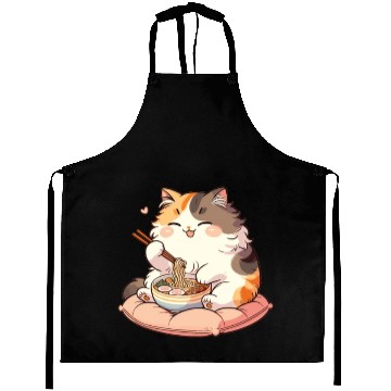 Discover Cute Cat Eats Ramen Noodles Cats Ramen Aprons