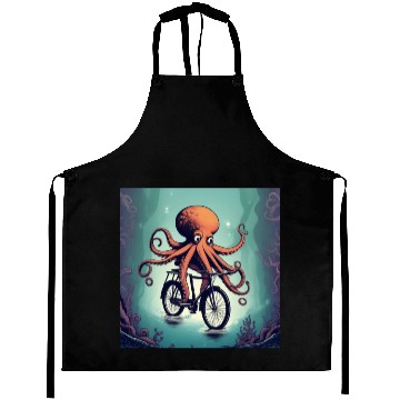 Discover A weird octopus riding a bicycle Aprons