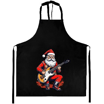 Discover Santa claus playing a guitar Aprons