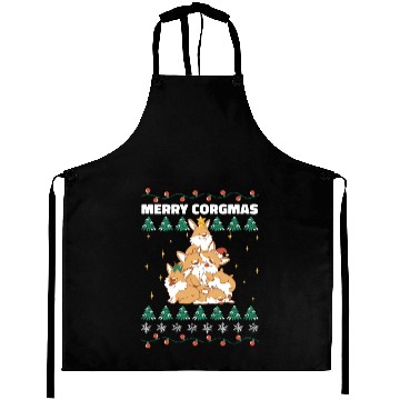 Discover Corgi Christmas Tree Pileup Aprons