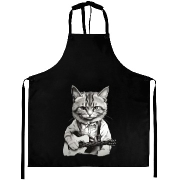 Discover Cat playing guitar - Rock cat Aprons