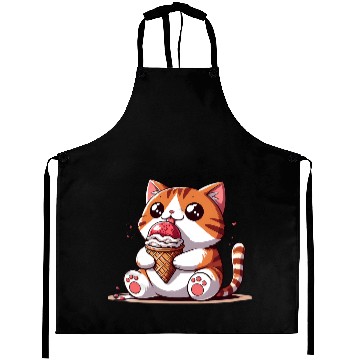 Discover Chubby cat enjoys ice cream balls Aprons