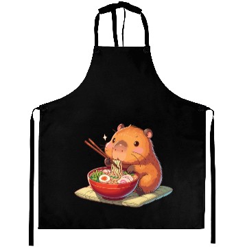 Discover Cute Capybara Eats Ramen Noodles Capybara Ramen Aprons