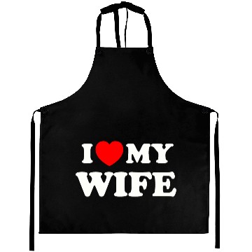 Discover I love (heart) my wife Aprons