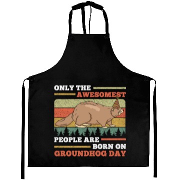 Discover Awesomest People Groundhog Day Retro Vintage Aprons